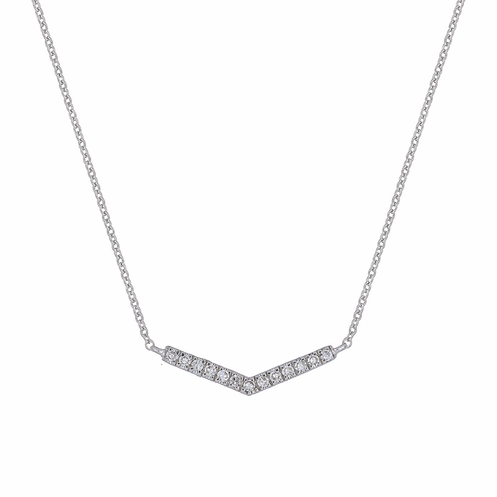 Carriere Sterling Silver V-Shape Diamond Pendant
